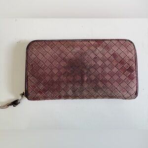 Bottega Veneta Intrecciato Zip Around Wallet Plum Leather | Repair / Project